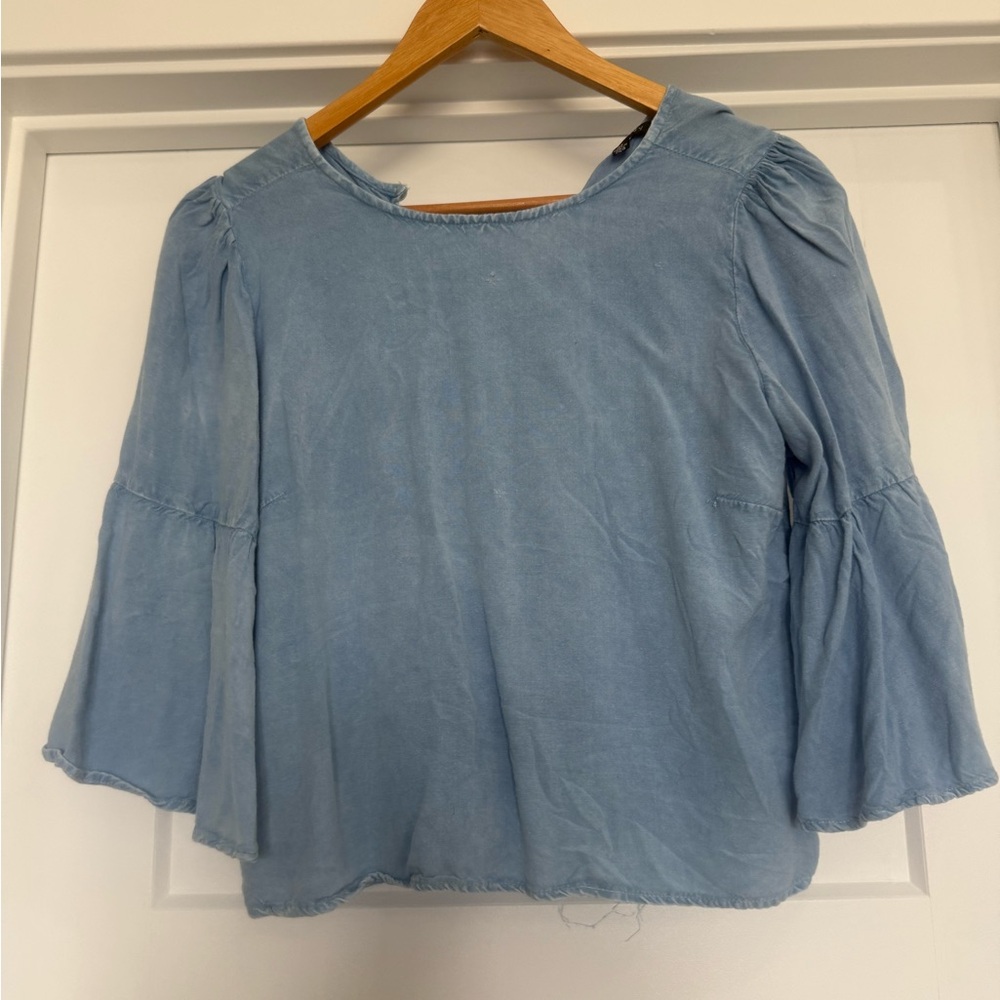Light Blue Women's Bell Sleeve Top